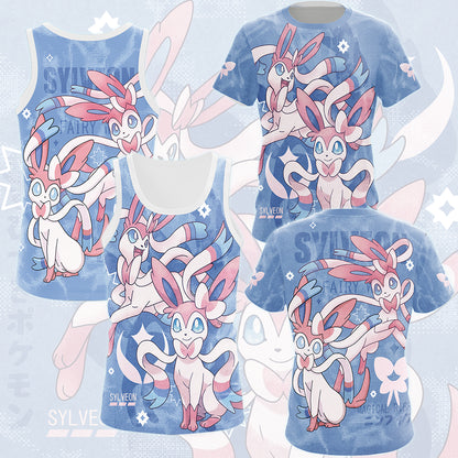 Pokemon Sylveon Video Game All Over Printed T-shirt Tank Top Zip Hoodie Pullover Hoodie Hawaiian Shirt Beach Shorts Joggers