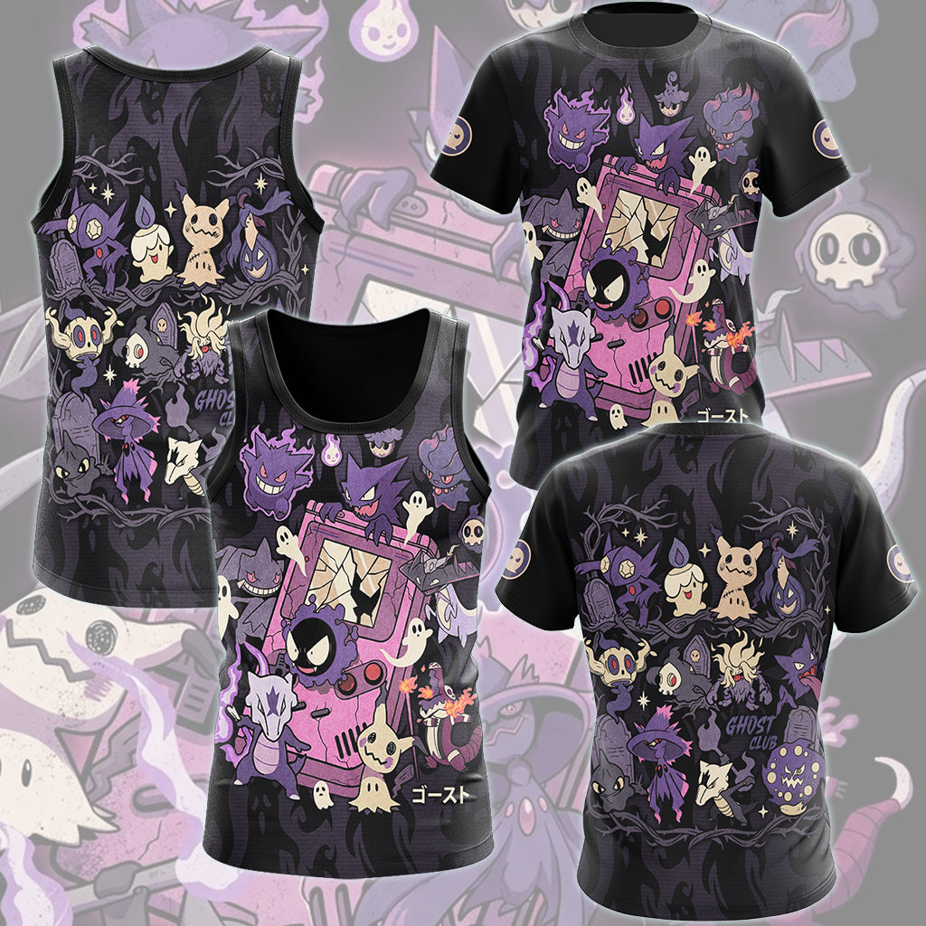 Pokemon Ghost Type Club Video Game All Over Printed T-shirt Tank Top Zip Hoodie Pullover Hoodie Hawaiian Shirt Beach Shorts Joggers