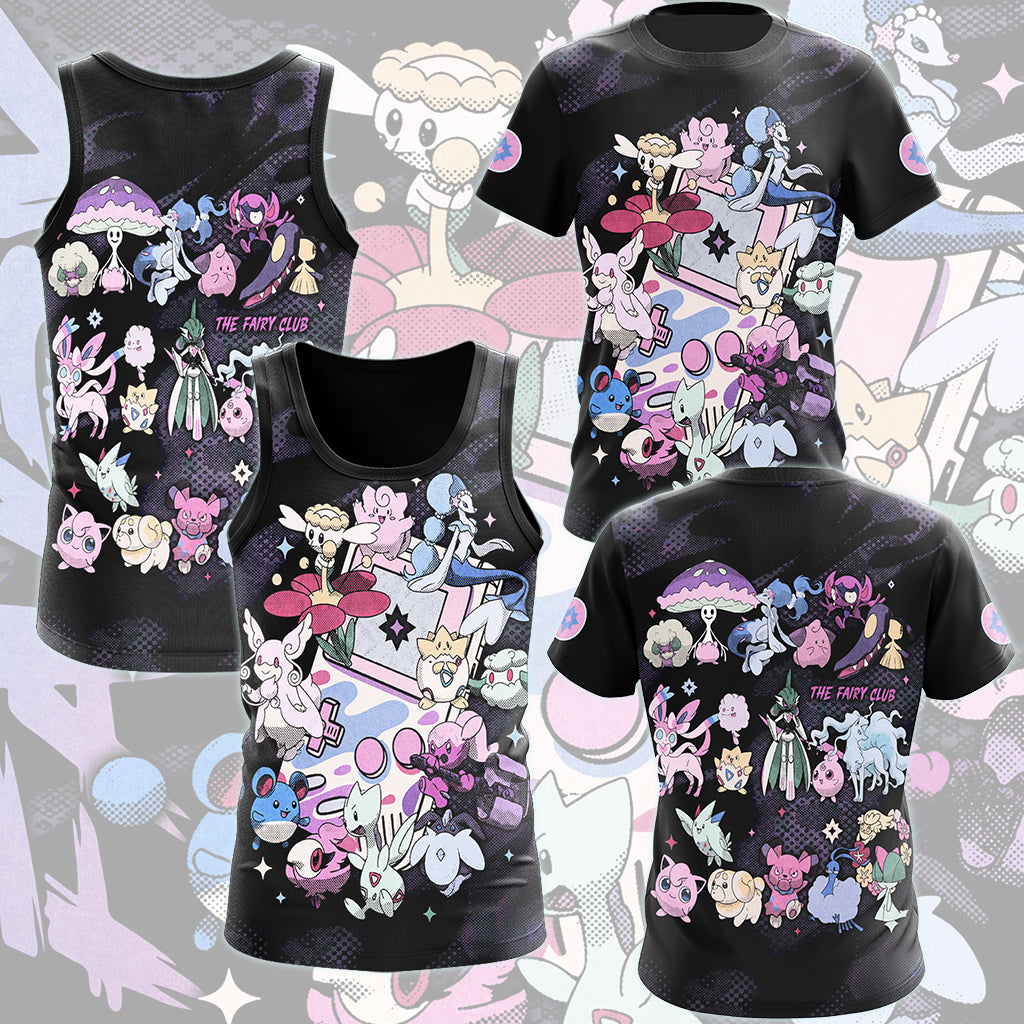 Pokemon Fairy Type Club Video Game All Over Printed T-shirt Tank Top Zip Hoodie Pullover Hoodie Hawaiian Shirt Beach Shorts Joggers