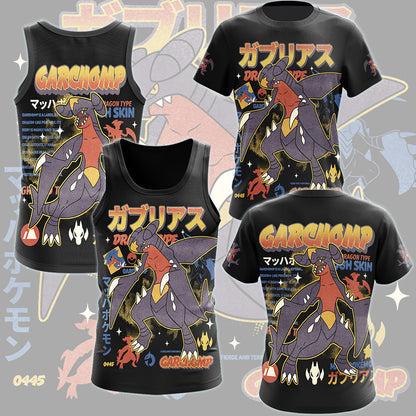 Pokemon Garchomp Video Game All Over Printed T-shirt Tank Top Zip Hoodie Pullover Hoodie Hawaiian Shirt Beach Shorts Joggers