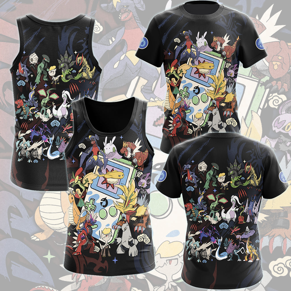 Pokemon Dragon Type Club Video Game All Over Printed T-shirt Tank Top Zip Hoodie Pullover Hoodie Hawaiian Shirt Beach Shorts Joggers