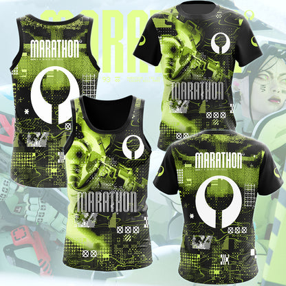 Marathon Video Game All Over Printed T-shirt Tank Top Zip Hoodie Pullover Hoodie Hawaiian Shirt Beach Shorts Joggers