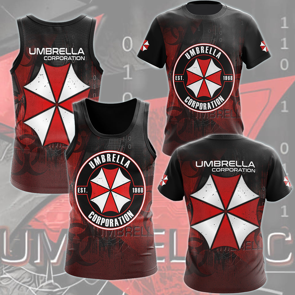 Resident Evil Umbrella Corporation Video Game All Over Printed T-shirt Tank Top Zip Hoodie Pullover Hoodie Hawaiian Shirt Beach Shorts Joggers