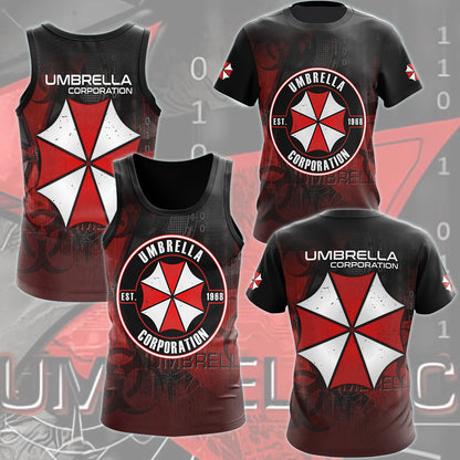 Resident Evil Umbrella Corporation Video Game All Over Printed T-shirt Tank Top Zip Hoodie Pullover Hoodie Hawaiian Shirt Beach Shorts Joggers