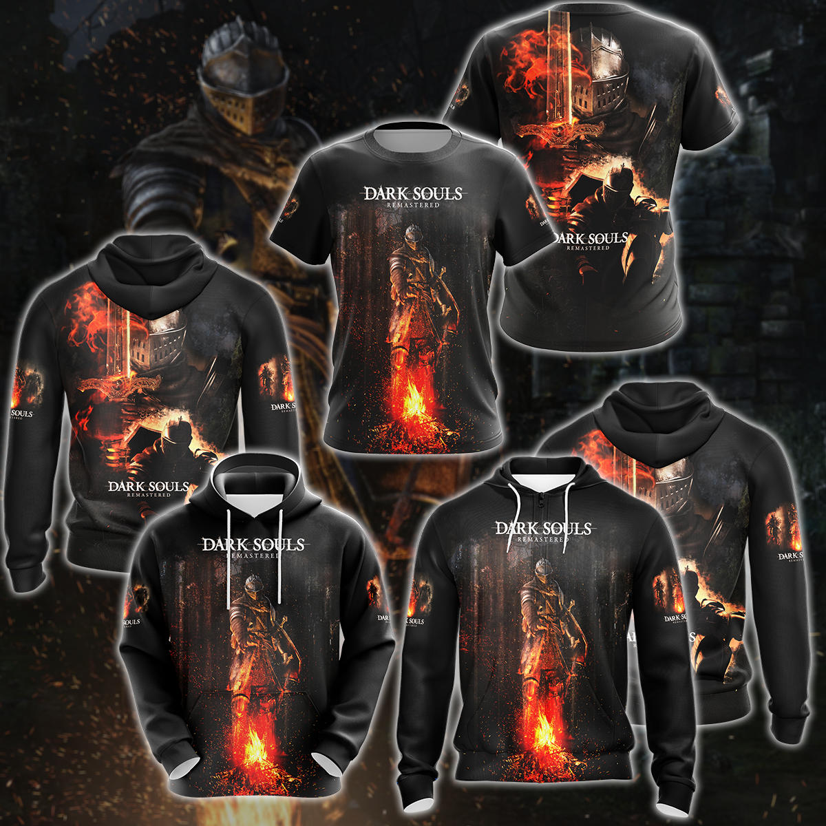 Dark Souls Remastered Video Game 3D All Over Printed T-shirt Tank Top Zip Hoodie Pullover Hoodie Hawaiian Shirt Beach Shorts Jogger