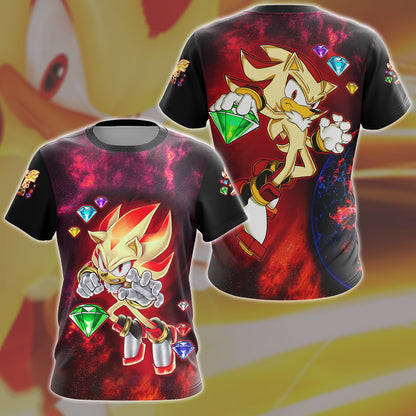 Sonic Super Shadow Chaos Emeralds Video Game All Over Printed T-shirt Tank Top Zip Hoodie Pullover Hoodie Hawaiian Shirt Beach Shorts Joggers T-shirt