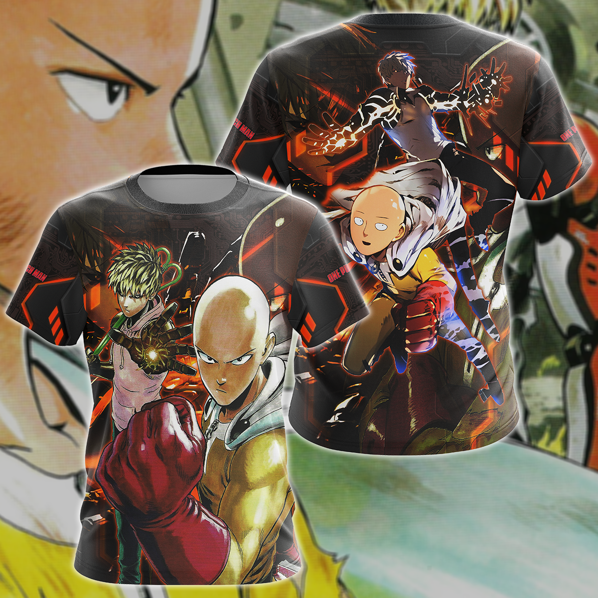 One Punch Man Saitama & Genos 3D All Over Print T-shirt Tank Top Zip Hoodie Pullover Hoodie Hawaiian Shirt Beach Shorts Jogger T-shirt