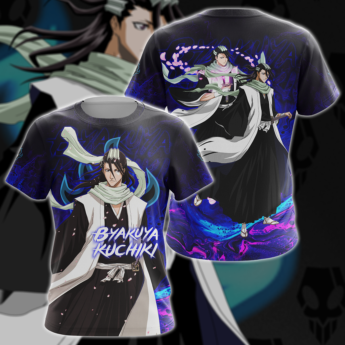 Bleach Byakuya Kuchiki Anime Manga 3D All Over Print T-shirt Tank Top Zip Hoodie Pullover Hoodie Hawaiian Shirt Beach Shorts Jogger T-shirt S 