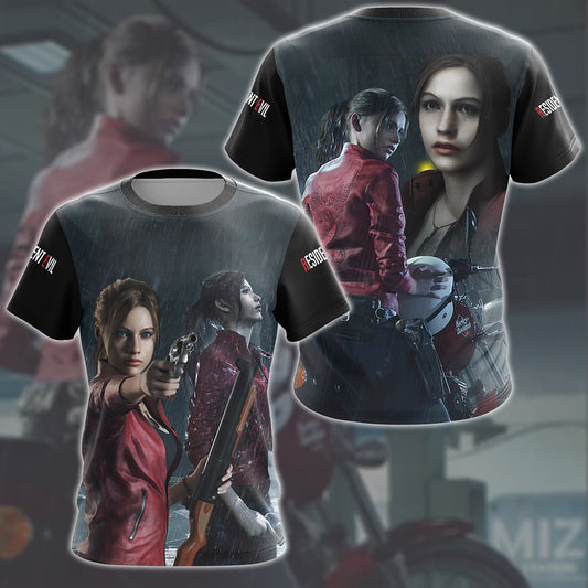 Resident Evil Claire Redfield Video Game All Over Printed T-shirt Tank Top Zip Hoodie Pullover Hoodie Hawaiian Shirt Beach Shorts Joggers