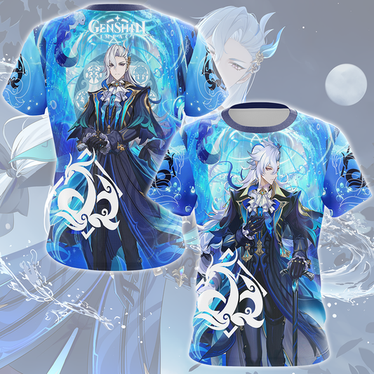 Genshin Impact Neuvillette Video Game All Over Printed T-shirt Tank Top Zip Hoodie Pullover Hoodie Hawaiian Shirt Beach Shorts Joggers T-shirt
