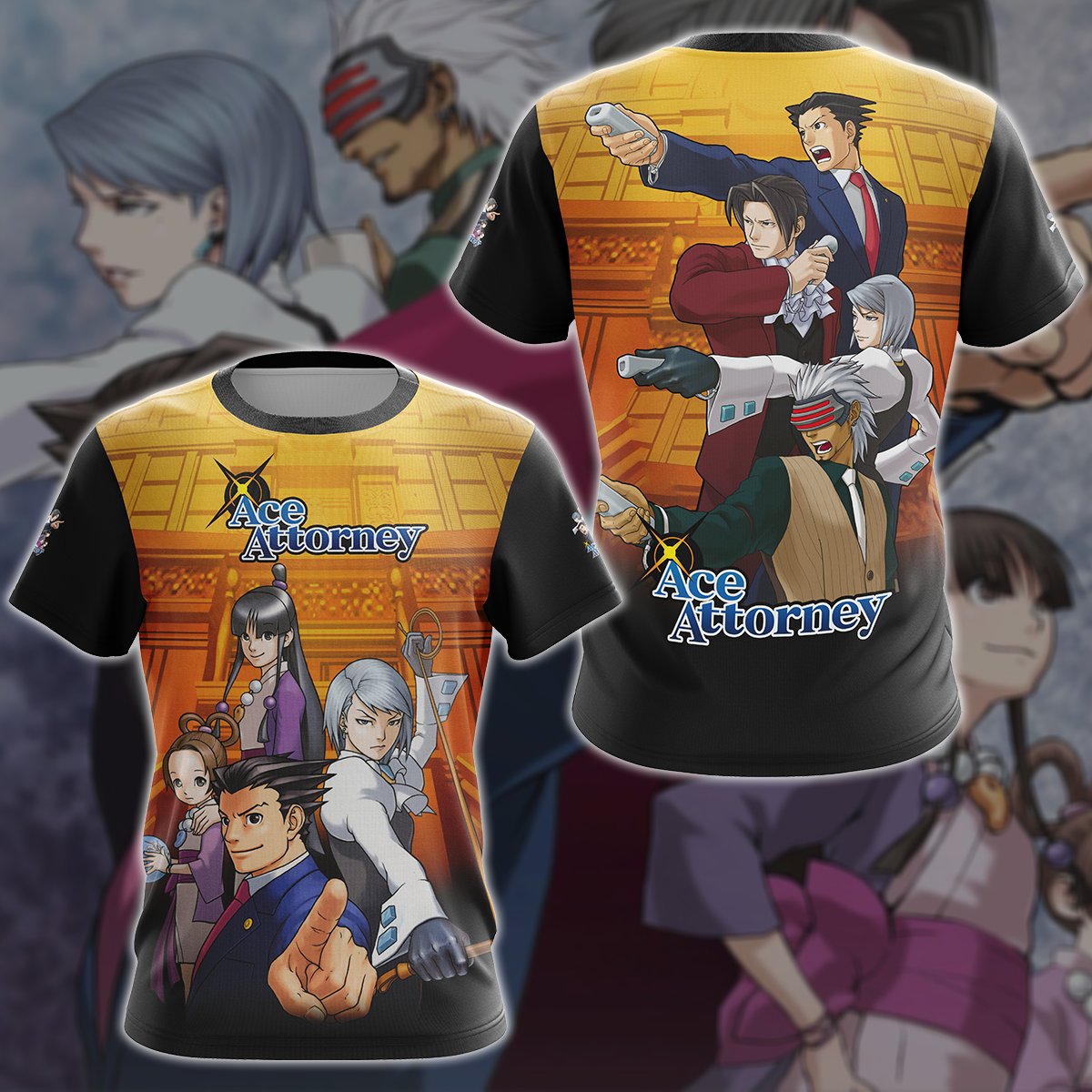 Ace Attorney Anime Manga 3D All Over Printed T-shirt Tank Top Zip Hoodie Pullover Hoodie Hawaiian Shirt Beach Shorts Jogger T-shirt