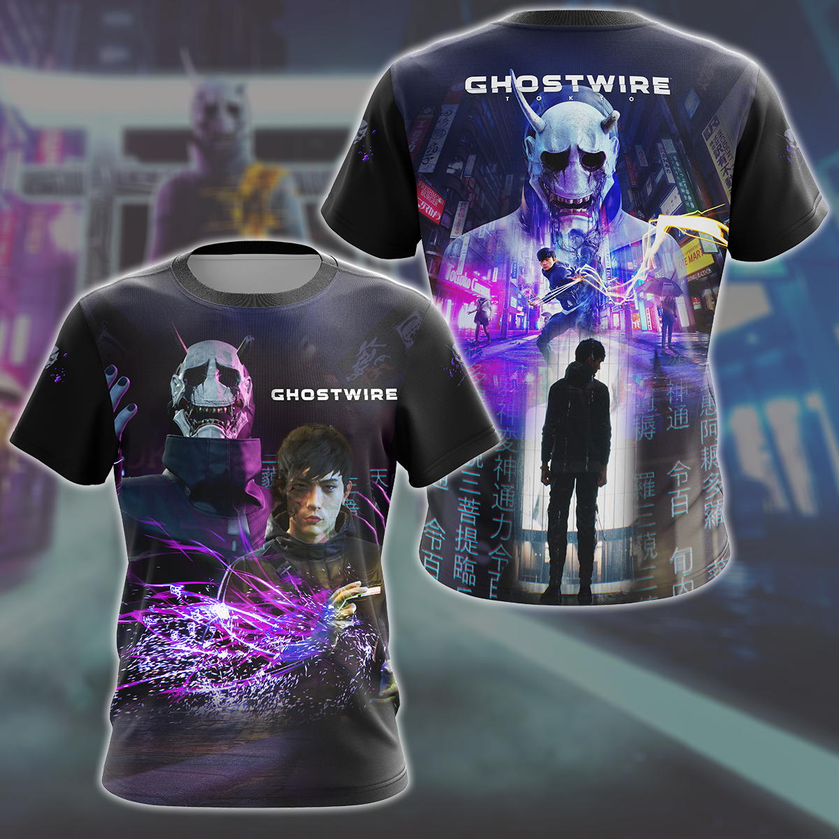 Ghostwire: Tokyo Video Game All Over Printed T-shirt Tank Top Zip Hoodie Pullover Hoodie Hawaiian Shirt Beach Shorts Joggers T-shirt S 