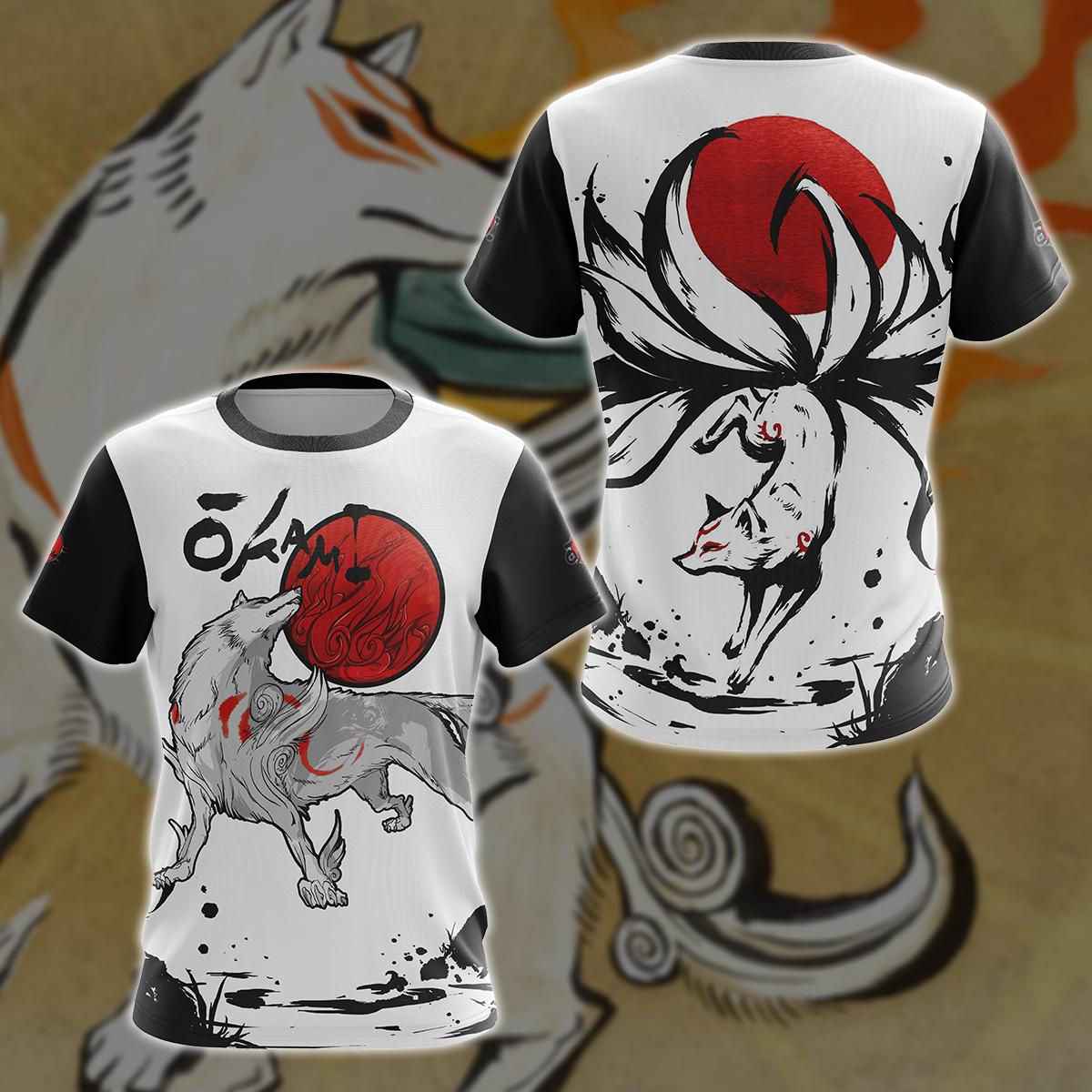 Okami Fox Video Game 3D All Over Printed T-shirt Tank Top Zip Hoodie Pullover Hoodie Hawaiian Shirt Beach Shorts Jogger T-shirt