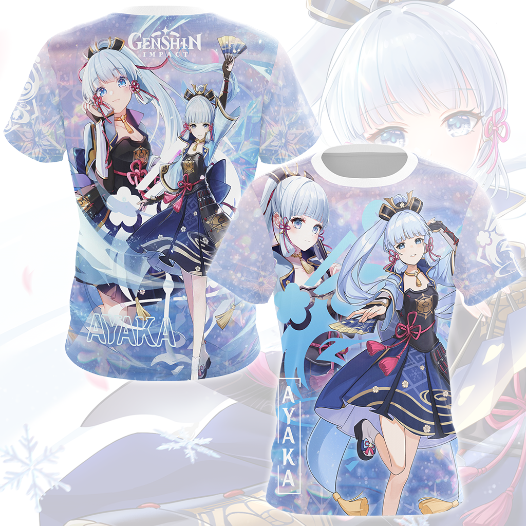 Genshin Impact Ayaka Video Game All Over Printed T-shirt Tank Top Zip Hoodie Pullover Hoodie Hawaiian Shirt Beach Shorts Joggers T-shirt