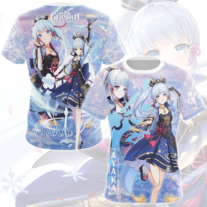 Genshin Impact Ayaka Video Game All Over Printed T-shirt Tank Top Zip Hoodie Pullover Hoodie Hawaiian Shirt Beach Shorts Joggers T-shirt