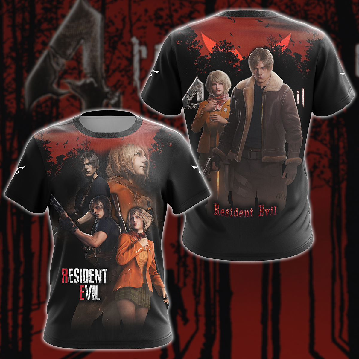 Resident Evil: Leon & Ashley Video Game 3D All Over Printed T-shirt Tank Top Zip Hoodie Pullover Hoodie Hawaiian Shirt Beach Shorts Jogger T-shirt