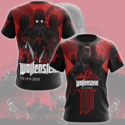 Wolfenstein: The New Order Video Game All Over Printed T-shirt Tank Top Zip Hoodie Pullover Hoodie Hawaiian Shirt Beach Shorts Joggers T-shirt S 