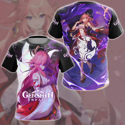 Genshin Impact Yae Miko Video Game All Over Printed T-shirt Tank Top Zip Hoodie Pullover Hoodie Hawaiian Shirt Beach Shorts Joggers T-shirt