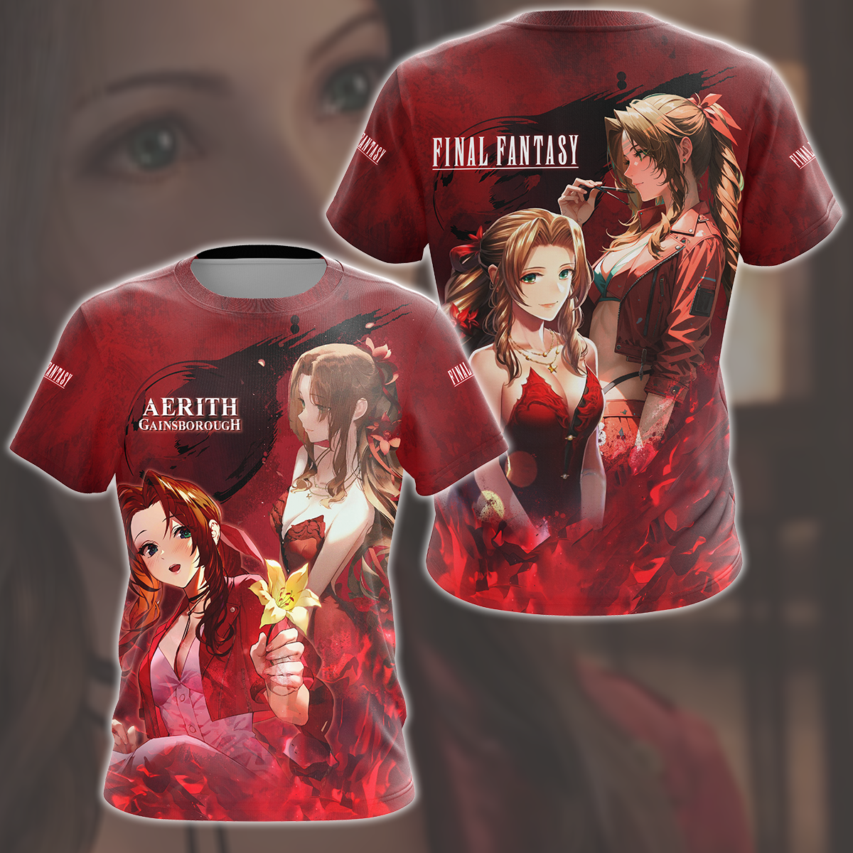 Final Fantasy VII Rebirth Aerith Gainsborough Video Game All Over Printed T-shirt Tank Top Zip Hoodie Pullover Hoodie Hawaiian Shirt Beach Shorts Joggers T-shirt
