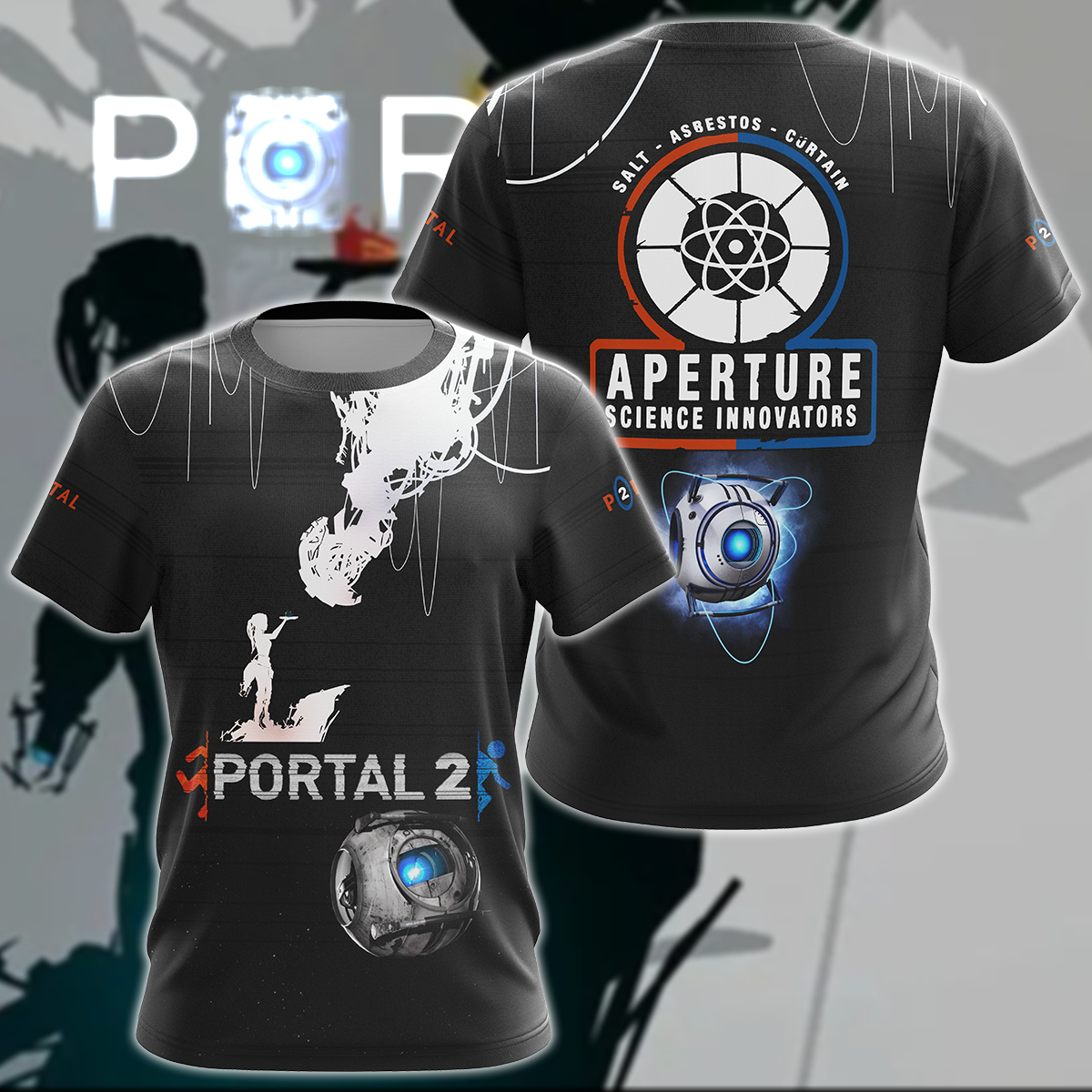 Portal 2 Video Game 3D All Over Print T-shirt Tank Top Zip Hoodie Pullover Hoodie Hawaiian Shirt Beach Shorts Jogger T-shirt