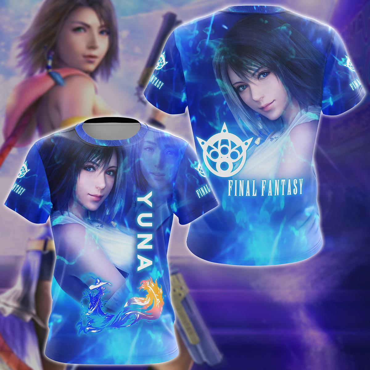 Final Fantasy X Yuna Video Game 3D All Over Print T-shirt Tank Top Zip Hoodie Pullover Hoodie Hawaiian Shirt Beach Shorts Jogger T-shirt S 