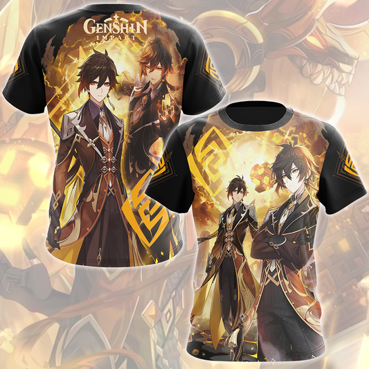 Genshin Impact Zhongli Video Game All Over Printed T-shirt Tank Top Zip Hoodie Pullover Hoodie Hawaiian Shirt Beach Shorts Joggers T-shirt