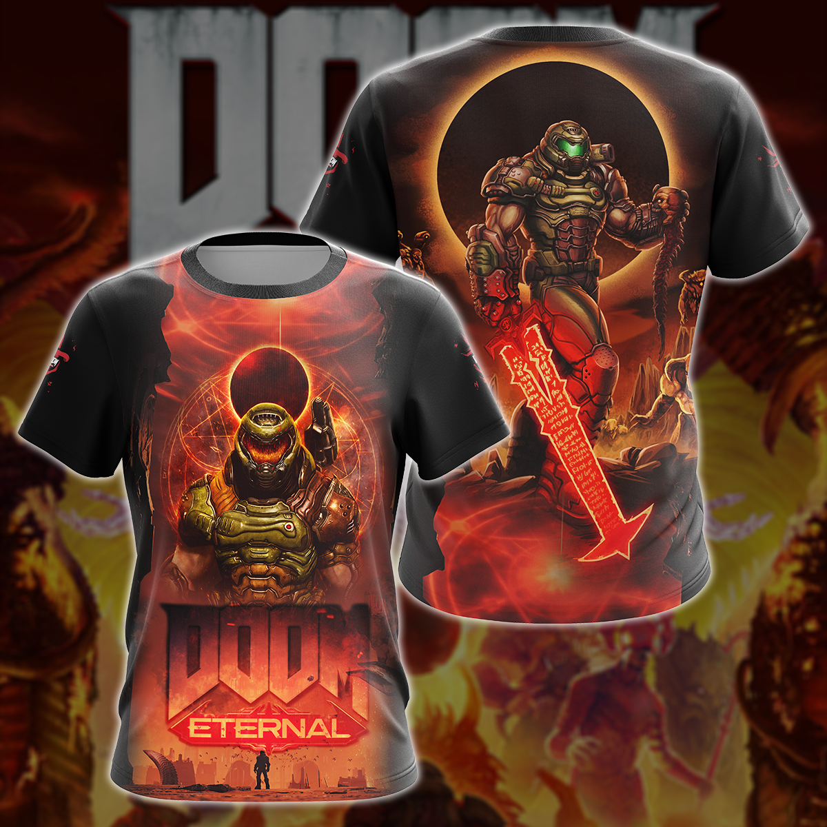 Doom Eternal Video Game All-Over T-shirt Hoodie Tank Top Hawaiian Shirt Beach Shorts Joggers T-shirt