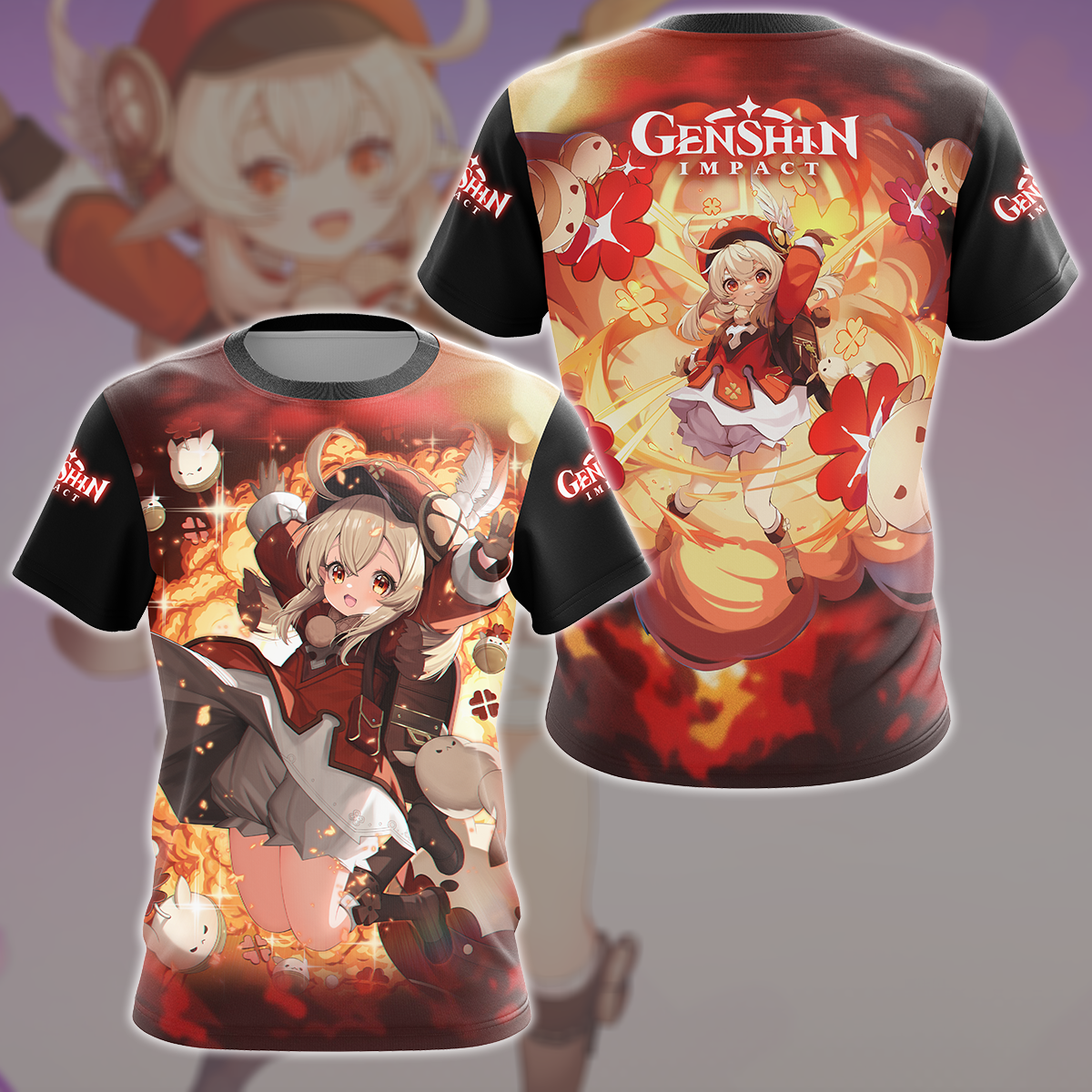 Genshin Impact Klee Video Game All Over Printed T-shirt Tank Top Zip Hoodie Pullover Hoodie Hawaiian Shirt Beach Shorts Joggers T-shirt