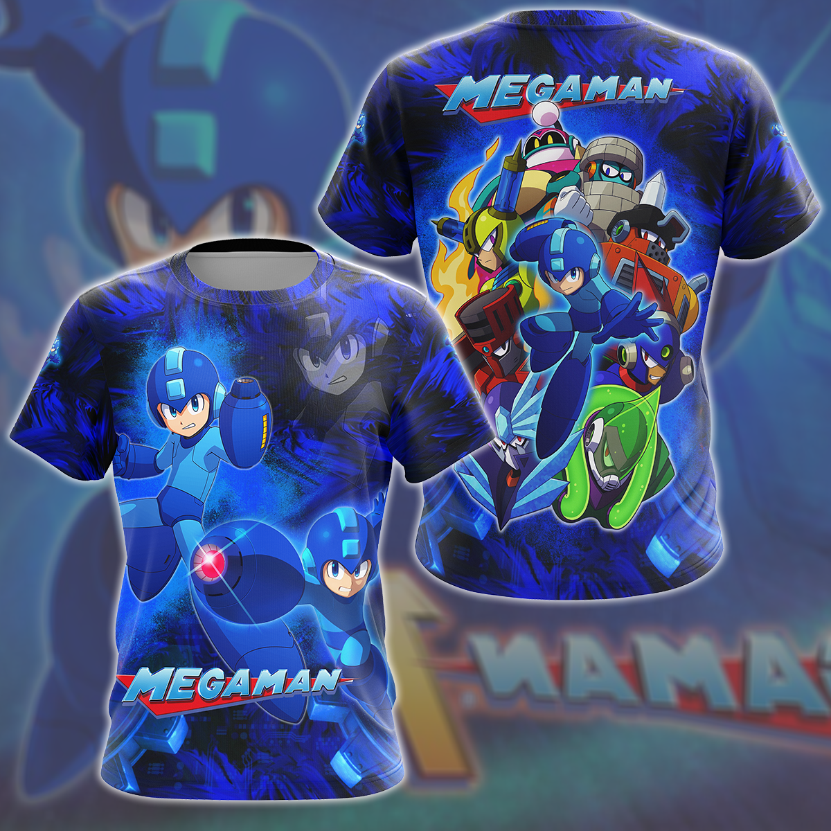 Mega Man Video Game All Over Printed T-shirt Tank Top Zip Hoodie Pullover Hoodie Hawaiian Shirt Beach Shorts Joggers T-shirt