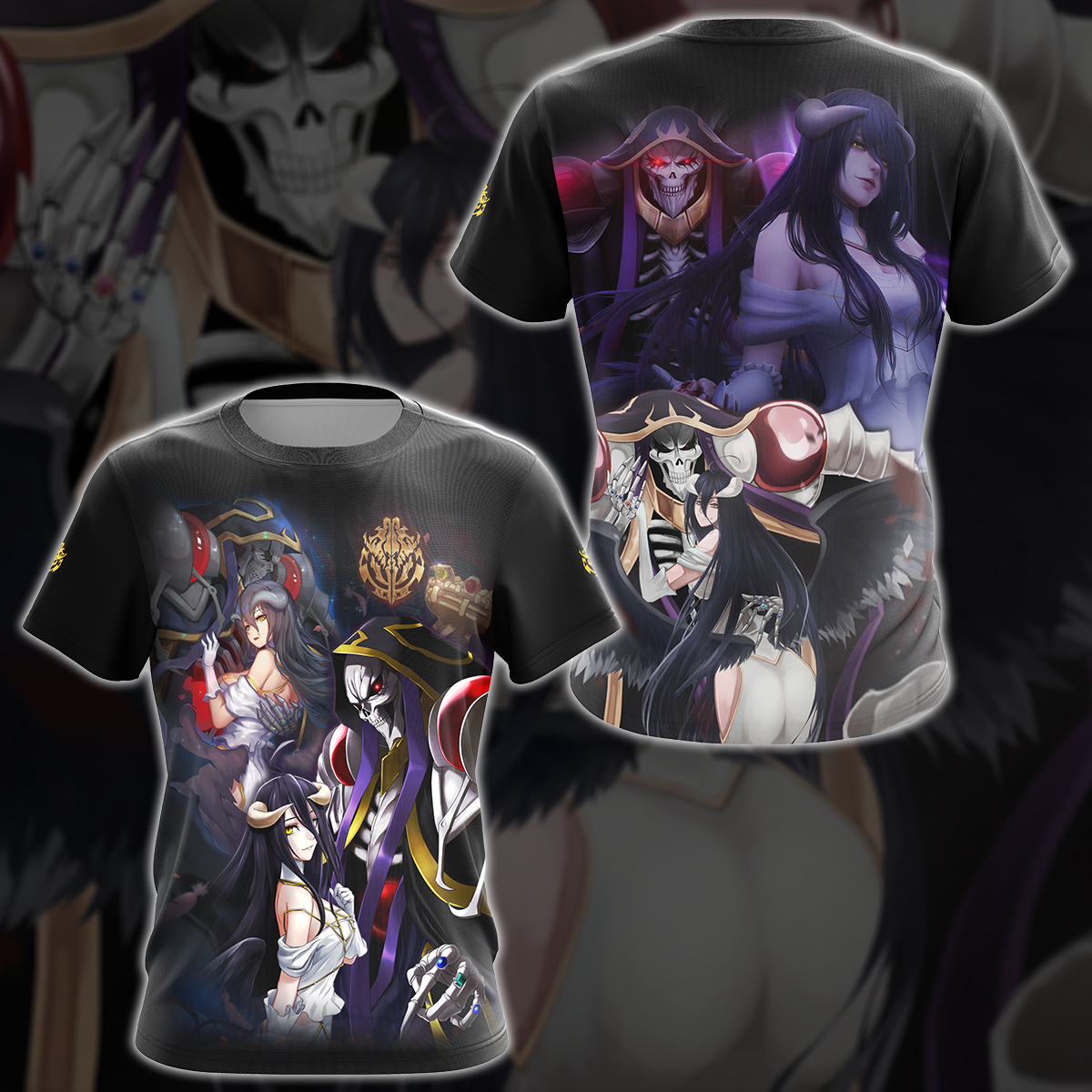 Overlord Ainz Ooal Gown and Albedo Anime Manga 3D All Over Print T-shirt Tank Top Zip Hoodie Pullover Hoodie Hawaiian Shirt Beach Shorts Jogger T-shirt