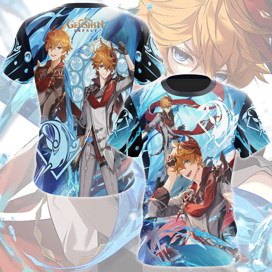 Genshin Impact Childe (Tartaglia) Video Game All Over Printed T-shirt Tank Top Zip Hoodie Pullover Hoodie Hawaiian Shirt Beach Shorts Joggers T-shirt