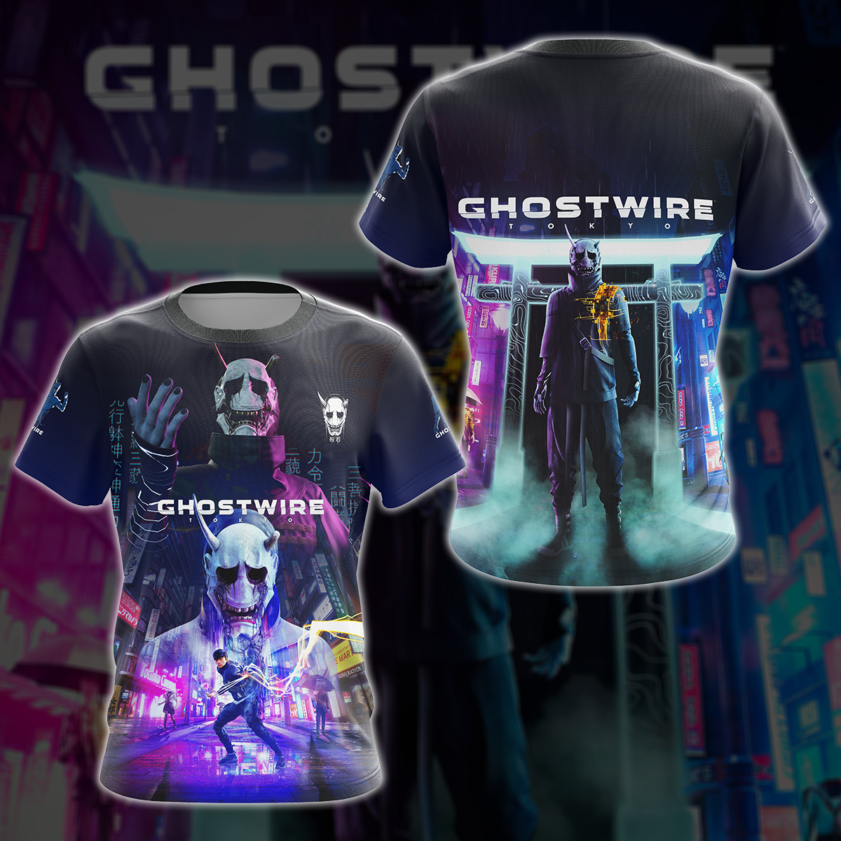 Ghostwire Tokyo Video Game 3D All Over Printed T-shirt Tank Top Zip Hoodie Pullover Hoodie Hawaiian Shirt Beach Shorts Jogger T-shirt