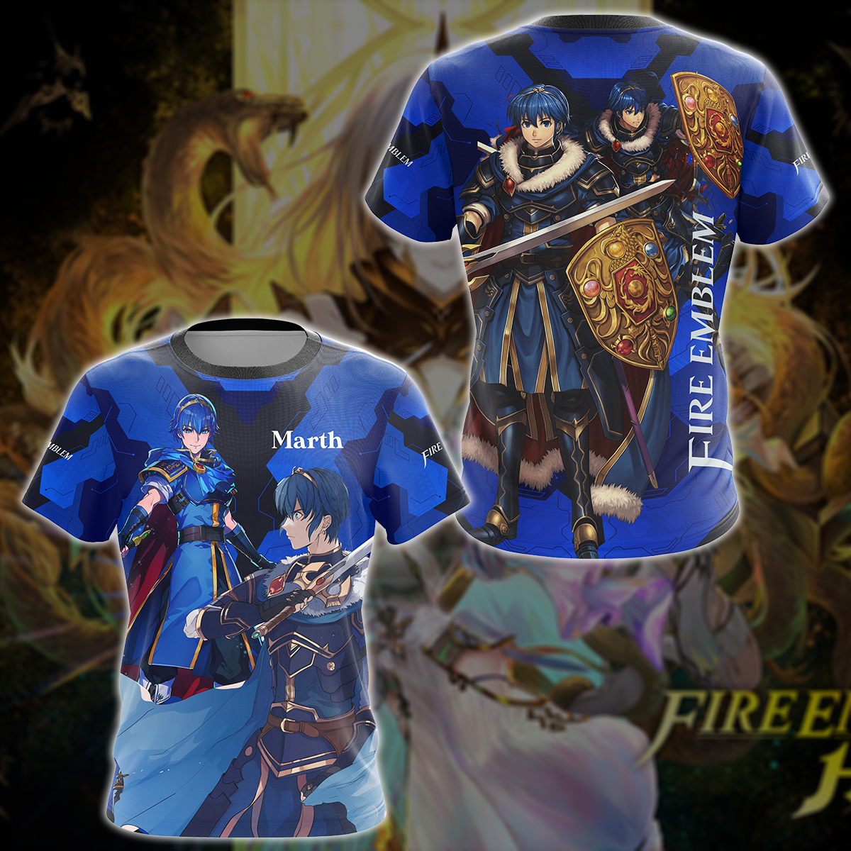 Fire Emblem Marth Video Game 3D All Over Printed T-shirt Tank Top Zip Hoodie Pullover Hoodie Hawaiian Shirt Beach Shorts Jogger T-shirt S 