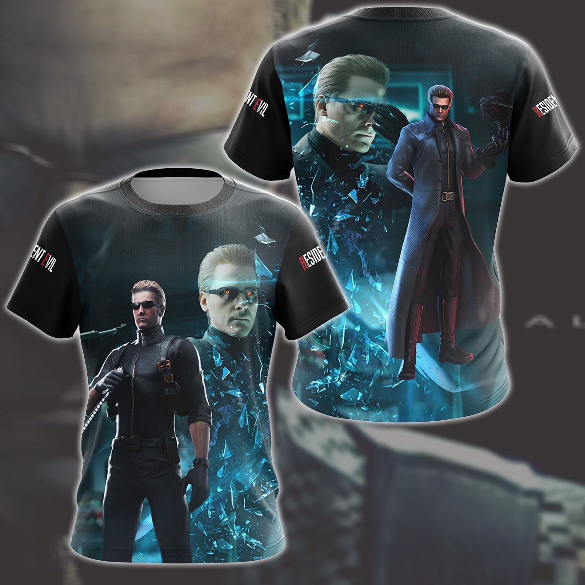 Resident Evil Albert Wesker Video Game All Over Printed T-shirt Tank Top Zip Hoodie Pullover Hoodie Hawaiian Shirt Beach Shorts Joggers