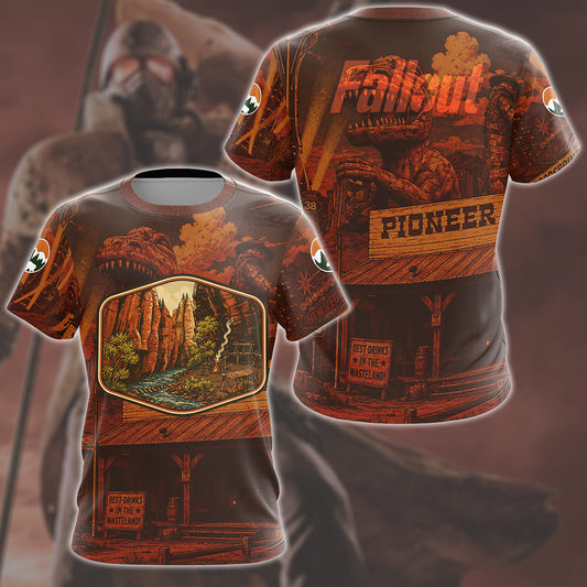Fallout: New Vegas Vintage National Park Style Video Game All Over Printed T-shirt Tank Top Zip Hoodie Pullover Hoodie Hawaiian Shirt Beach Shorts Joggers