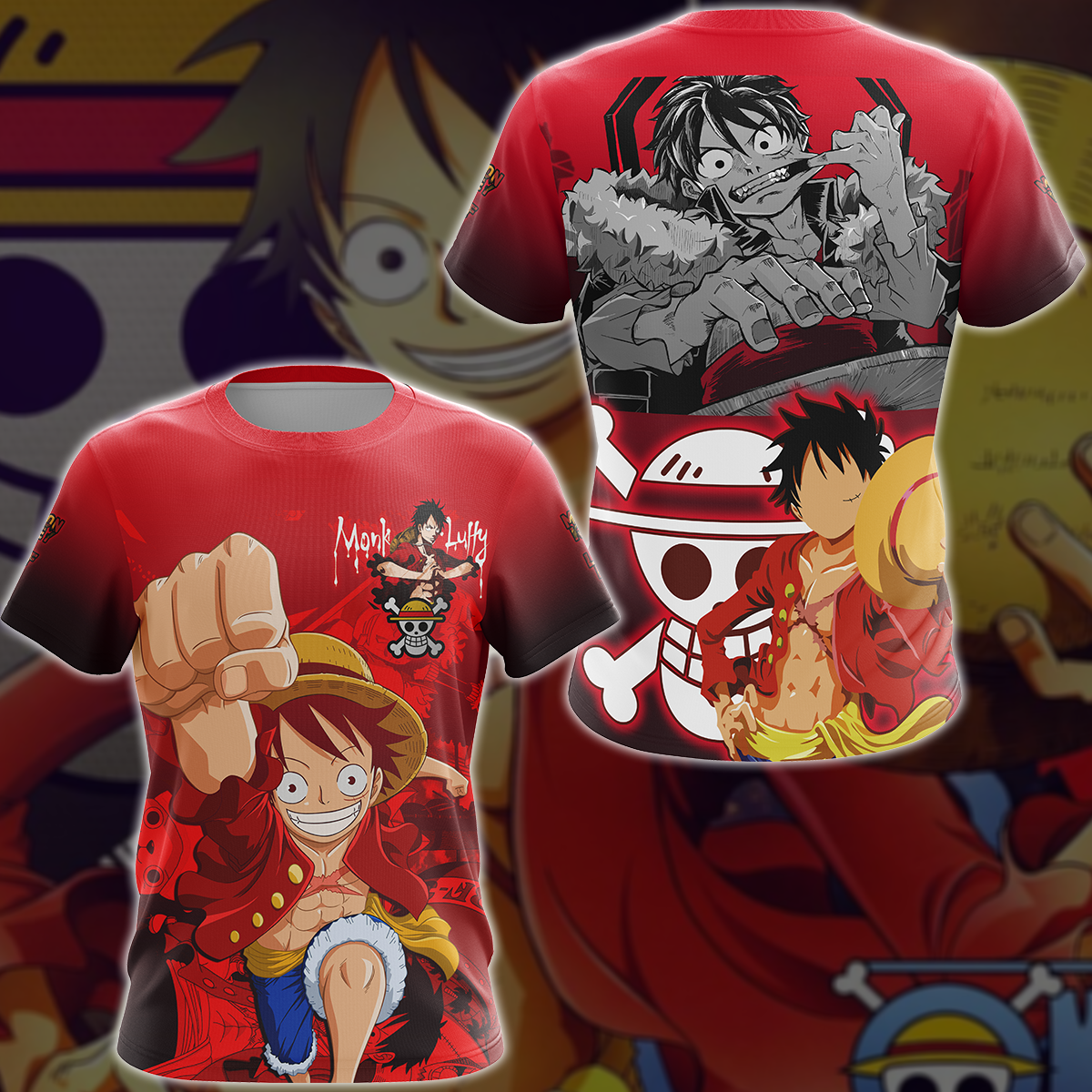 One Piece Monkey D. Luffy Anime Manga 3D All Over Print T-shirt Tank Top Zip Hoodie Pullover Hoodie Hawaiian Shirt Beach Shorts Jogger T-shirt