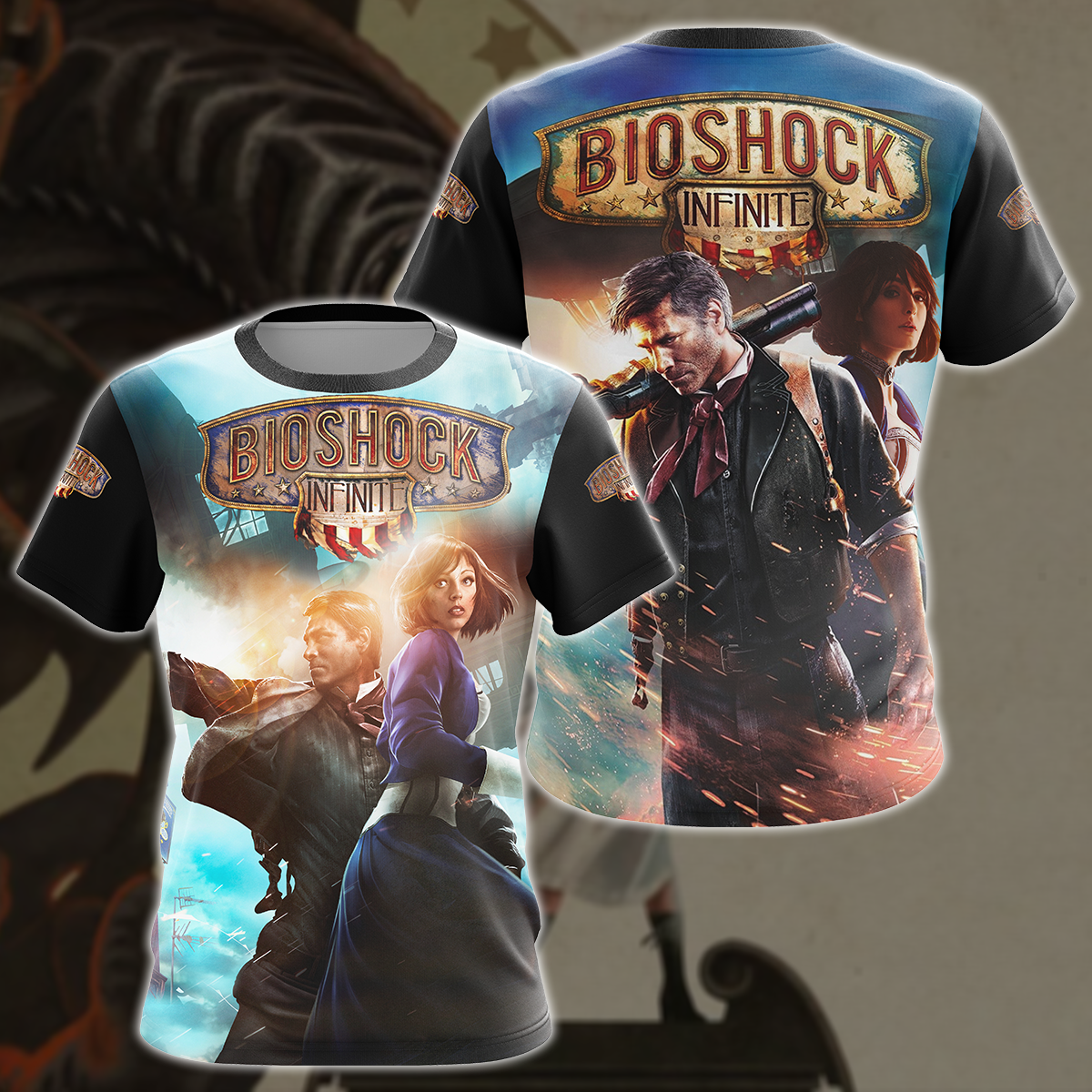 Bioshock Infinite Video Game All Over Printed T-shirt Tank Top Zip Hoodie Pullover Hoodie Hawaiian Shirt Beach Shorts Joggers T-shirt