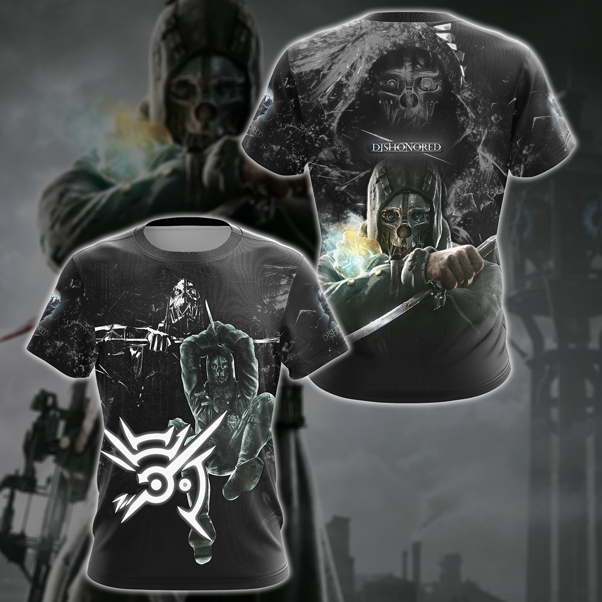 Dishonored Video Game 3D All Over Printed T-shirt Tank Top Zip Hoodie Pullover Hoodie Hawaiian Shirt Beach Shorts Jogger T-shirt