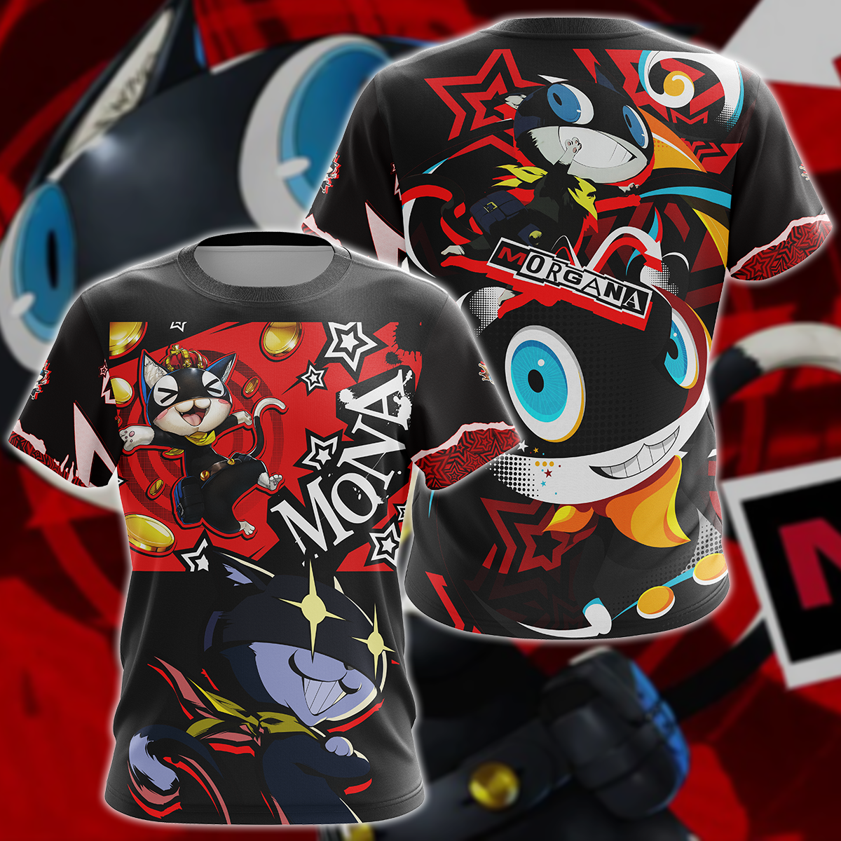 Persona 5 Strikers Morgana Video Game 3D All Over Print T-shirt Tank Top Zip Hoodie Pullover Hoodie Hawaiian Shirt Beach Shorts Jogger T-shirt S 