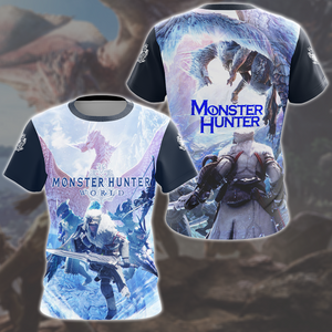 Monster Hunter: World Video Game All Over Printed T-shirt Tank Top Zip Hoodie Pullover Hoodie Hawaiian Shirt Beach Shorts Joggers T-shirt S 