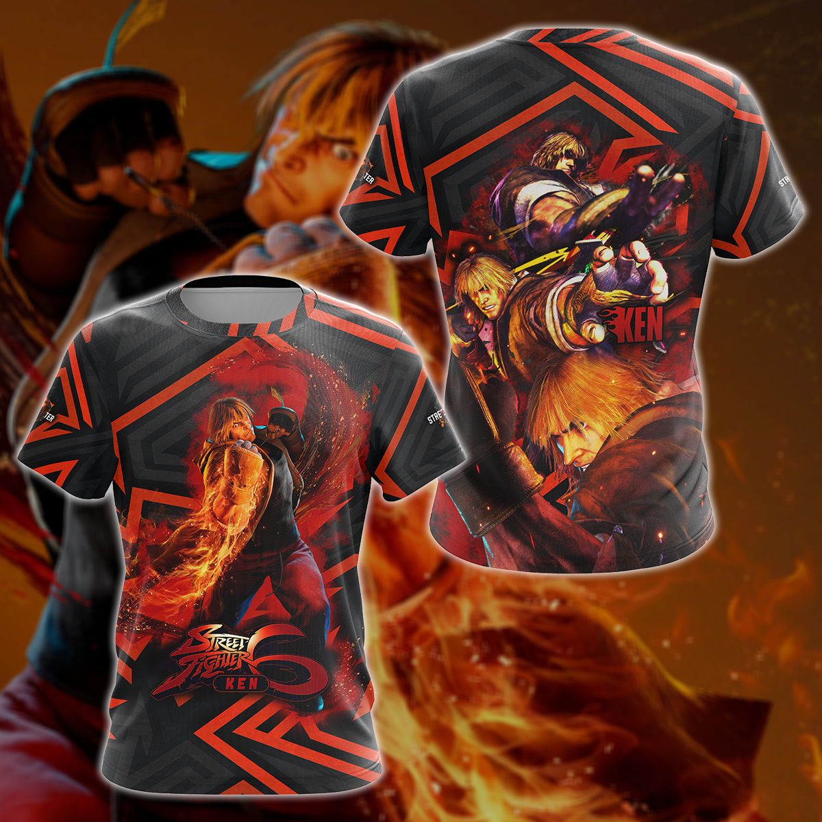 Street Fighter 6 Ken Video Game 3D All Over Printed T-shirt Tank Top Zip Hoodie Pullover Hoodie Hawaiian Shirt Beach Shorts Jogger T-shirt S 