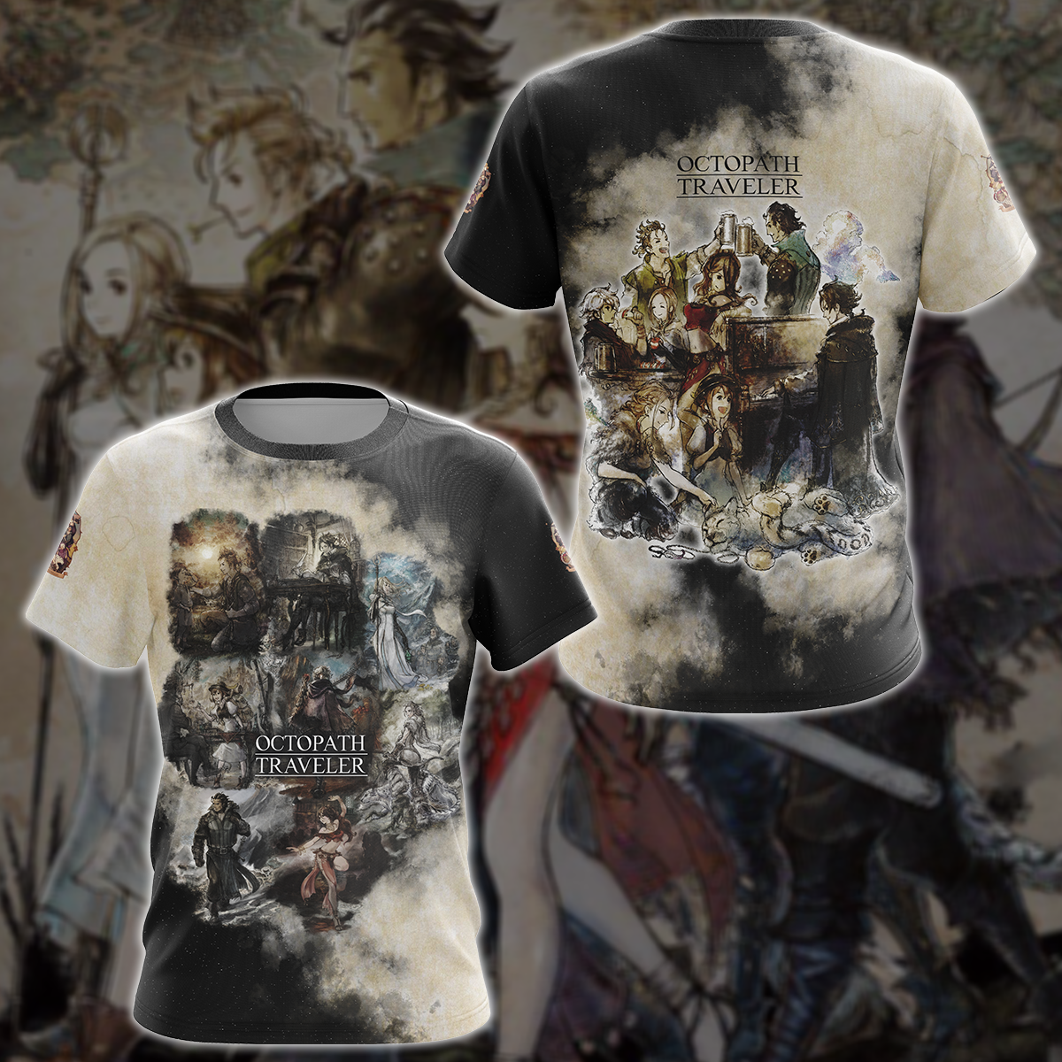 Octopath Traveler Video Game 3D All Over Printed T-shirt Tank Top Zip Hoodie Pullover Hoodie Hawaiian Shirt Beach Shorts Jogger T-shirt