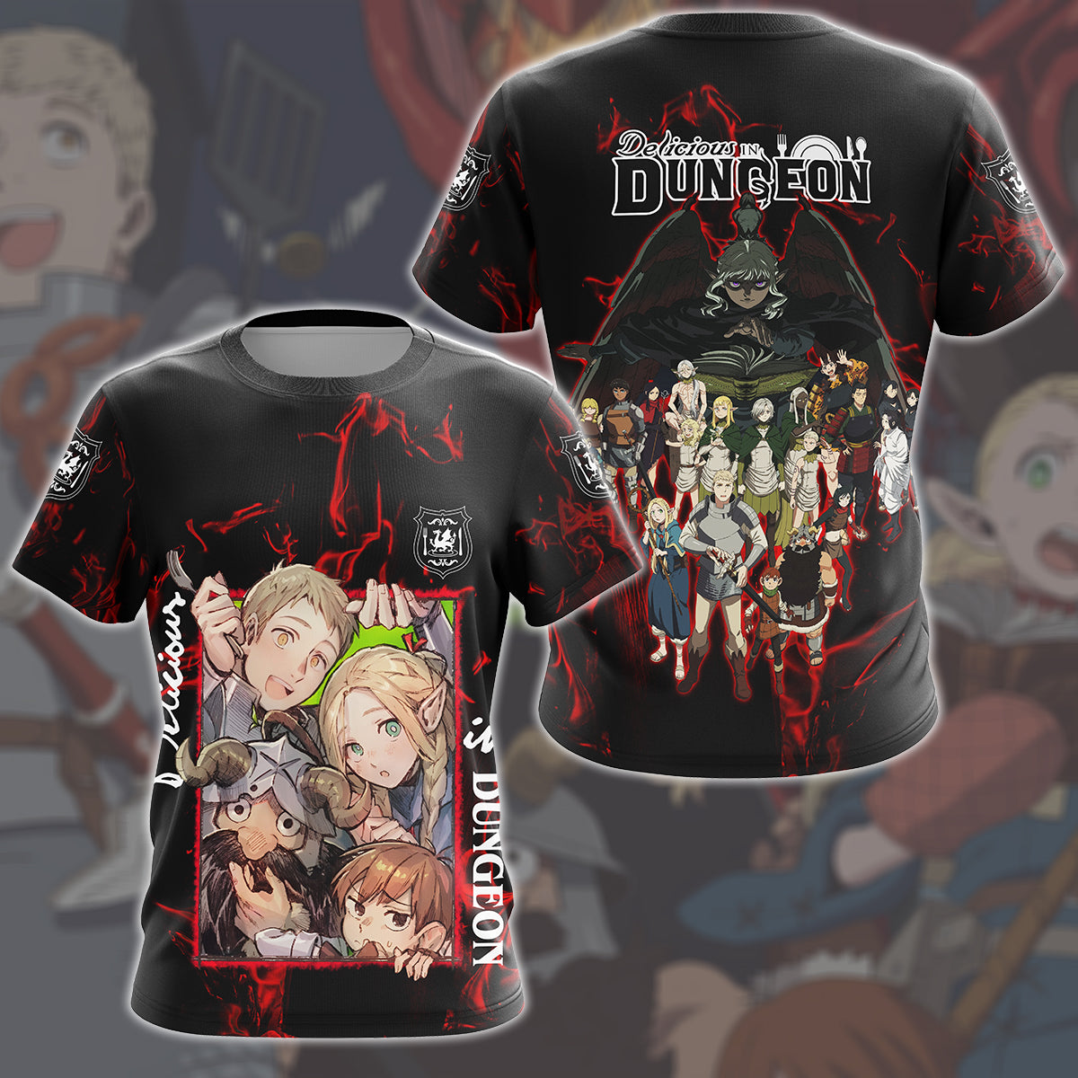 Delicious in Dungeon Anime Manga All Over Printed T-shirt Tank Top Zip Hoodie Pullover Hoodie Hawaiian Shirt Beach Shorts Joggers T-shirt
