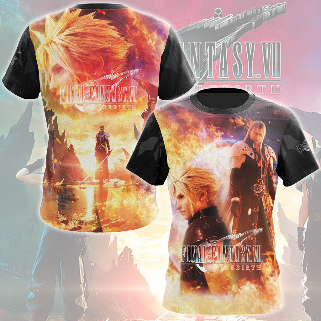 Final Fantasy VII Rebirth Video Game All Over Printed T-shirt Tank Top Zip Hoodie Pullover Hoodie Hawaiian Shirt Beach Shorts Joggers T-shirt S 