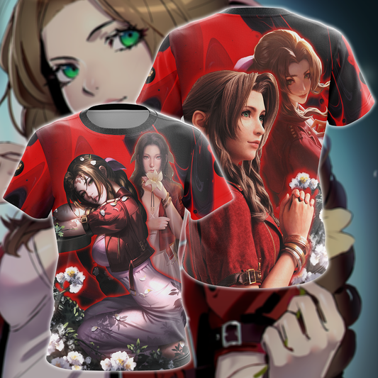 Final Fantasy VII Aerith Gainsborough Video Game 3D All Over Print T-shirt Tank Top Zip Hoodie Pullover Hoodie Hawaiian Shirt Beach Shorts Jogger T-shirt