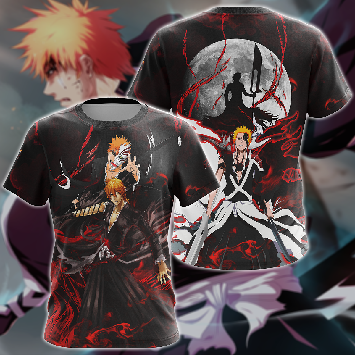 Bleach Ichigo Kurasaki Anime Manga 3D All Over Print T-shirt Tank Top Zip Hoodie Pullover Hoodie Hawaiian Shirt Beach Shorts Jogger T-shirt