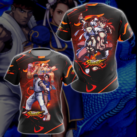 Street Fighter: Ryu & Chun-Li Video Game 3D All Over Printed T-shirt Tank Top Zip Hoodie Pullover Hoodie Hawaiian Shirt Beach Shorts Jogger T-shirt
