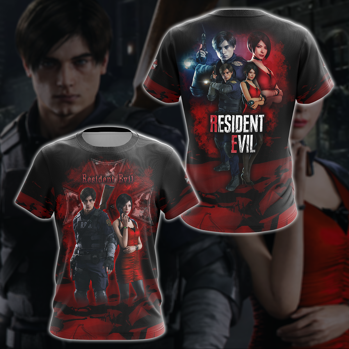 Resident Evil: Ada Wong & Leon Kennedy Video Game 3D All Over Printed T-shirt Tank Top Zip Hoodie Pullover Hoodie Hawaiian Shirt Beach Shorts Jogger T-shirt