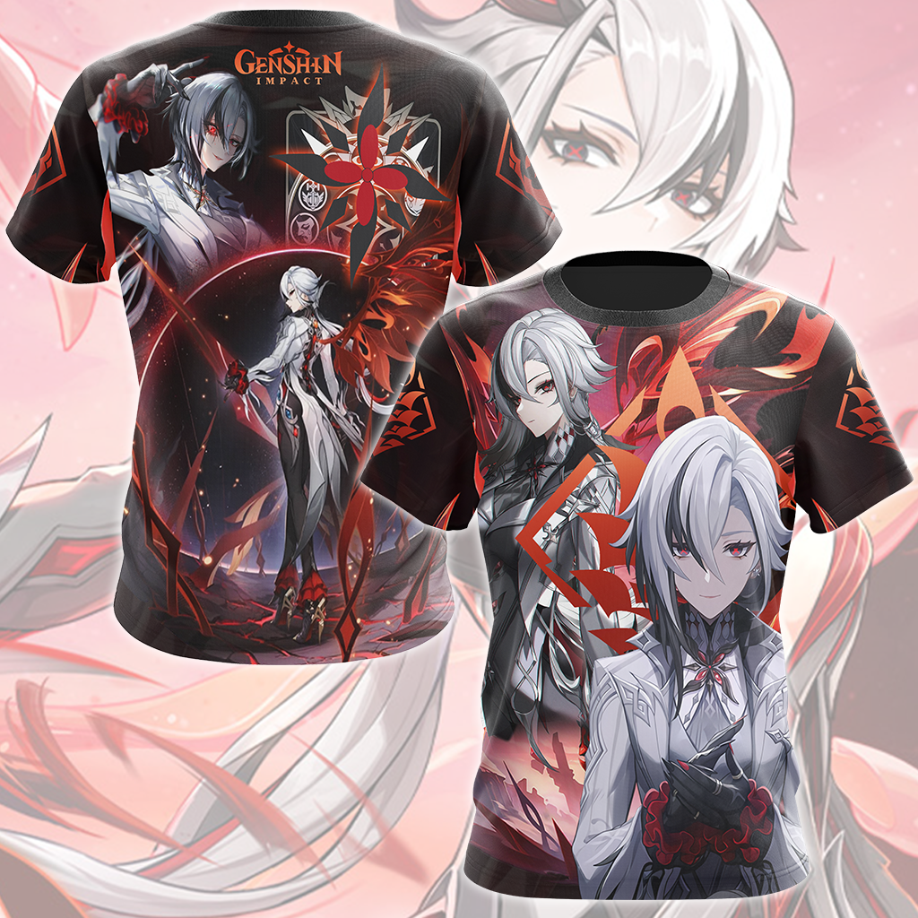 Genshin Impact Arlecchino Video Game All Over Printed T-shirt Tank Top Zip Hoodie Pullover Hoodie Hawaiian Shirt Beach Shorts Joggers T-shirt