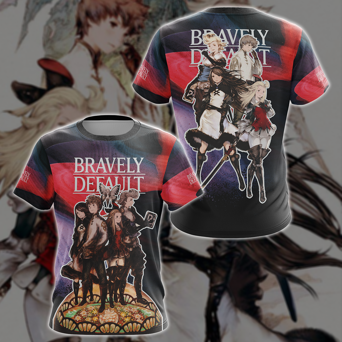 Bravely Default Video Game 3D All Over Printed T-shirt Tank Top Zip Hoodie Pullover Hoodie Hawaiian Shirt Beach Shorts Jogger T-shirt S 